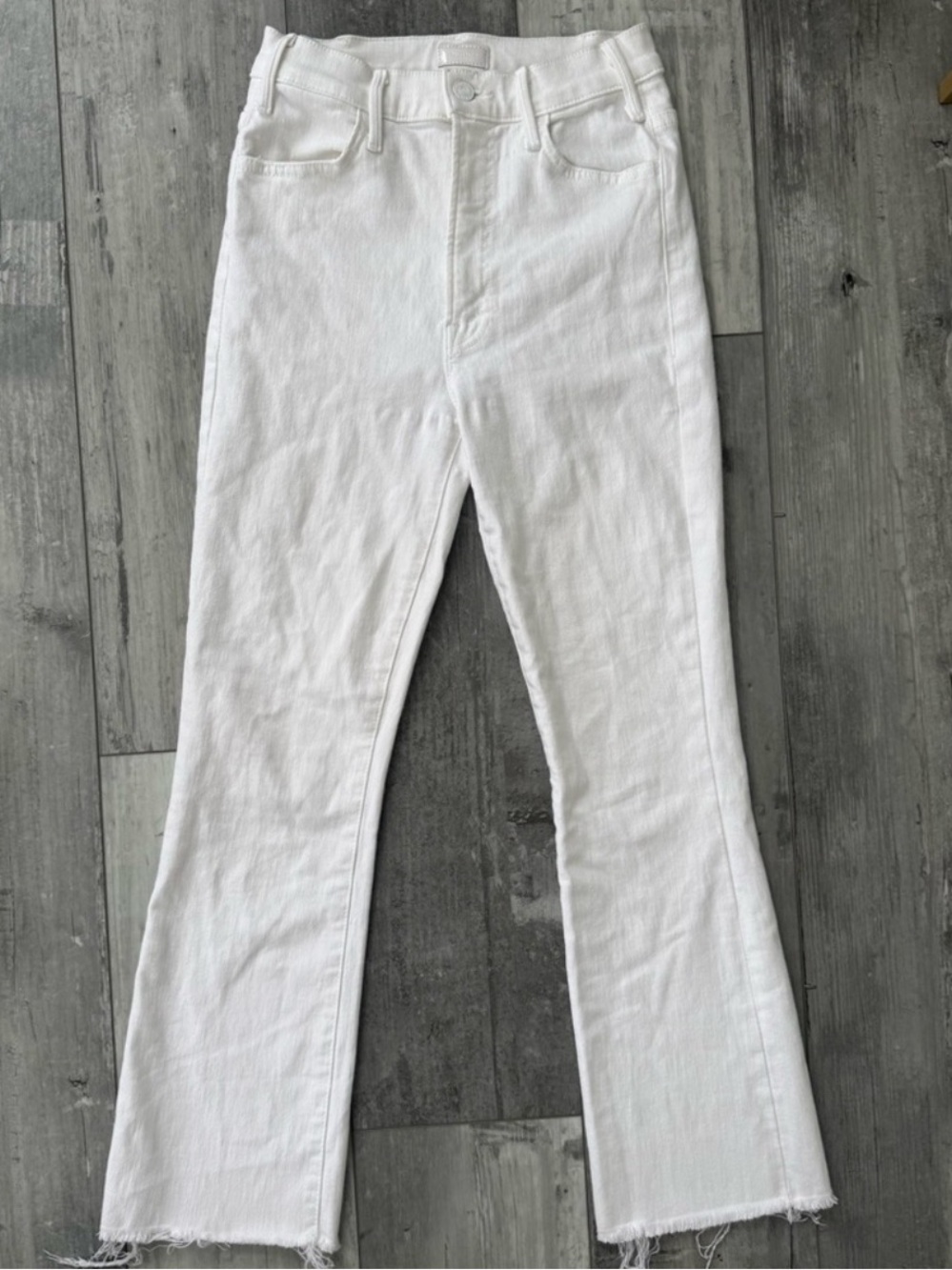MOTHER White High-Rise Flare Jeans